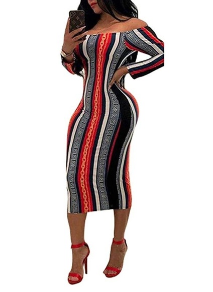 Women NEW Casual Off Shoulders Bodycon Dress - Picture 3 of 3